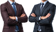 © Usama - Two confident businessmen standing with arms crossed wearing suits on a transparent background, showcasing professionalism and teamwork.