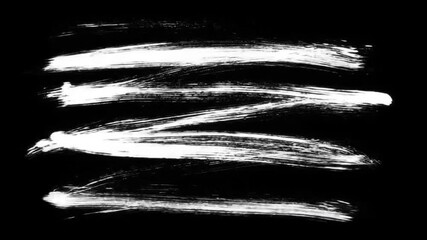 Abstract white paint brush stroke animation on black background — dynamic artistic ink texture for overlays, editing, transitions, or visual effects.