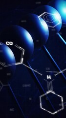 Wall Mural - Animation of scientific data processing over dna strand spinning