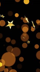 Wall Mural - golden stars and circles floating on black background, creating magical animation