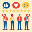 © shahin - Happy people with positive feedback stars like