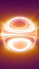 Wall Mural - bright, glowing abstract sphere with radiant rings of light against a purple and orange gradient bac