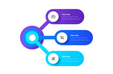 Wall Mural - infographic with three connected sections, ideal for visually representing modern concepts, business