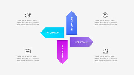 Wall Mural - four step arrows infographic, ideal for presenting data, processes, or business strategies in a visu