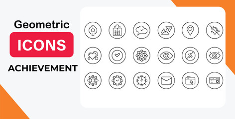 Vector art of collection of linear icons for web and app user interface design