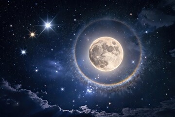 night sky with moon and stars