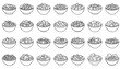 © mamibaru - Outline drawings of food in bowls