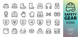 © Altop Media - Safety gear and personal protective equipment (PPE) icons set. Set of hard hat, rubber boots, work pants, ear muffs, protective gloves, respirator, face mask vector icon with editable stroke