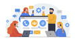 © Maureen - Customer support team collaboration in modern flat design
