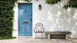 © Muddser - Mediterranean Home Exterior: Blue Door, Stone Bench, and Ivy