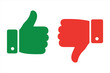 © vectoJA - Thumbs up and thumbs down hand gesture, icons in green and red color isolated on white background for approval and disapproval concepts vector illustration