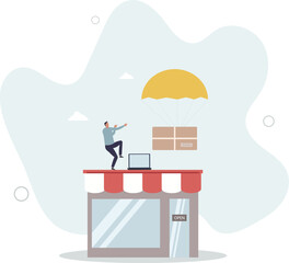 Wall Mural - Dropshipping business model by open e-commerce website store and let supplier ship product directly to customer concept,human life.