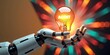 © Andrew505 - Artificial intelligence innovation and creative thinking concept with robot hand holding glowing lightbulb labeled agent