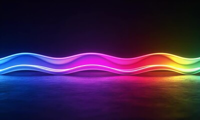 Wall Mural - abstract background with colorful neon wavy lines, glowing stripes on a black backdrop