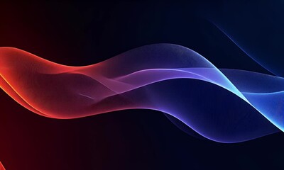 Wall Mural - abstract background with colorful neon wavy lines, glowing stripes on a black backdrop