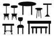 © Salma - Modern furniture set vector icons: chairs, tables, and stools for home or office interior design