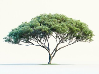 a rare tropical tree, isolated on a plain white background, highlighting its distinct shape and colo