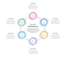 Wall Mural - Modern Vector infographic label design with circle infographic template design and 6 options or steps. Can be used for process diagram, presentations, workflow layout, banner, flow chart, info graph.