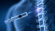 © Daniel - X ray 3D illustration with blue background of spinal drug injection for lower back pain treatment
