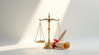 © Muhammad - Golden scales of justice with a feather pen and diploma isolated on white background symbolize law and education