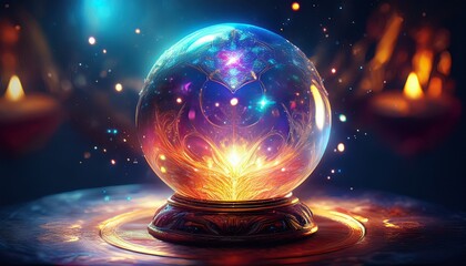 Wall Mural - mystical crystal ball glowing orb of prophecy and fortune telling