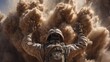 © Daphne - Soldier in combat gear facing explosive dust cloud in battlefield