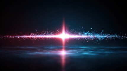 Wall Mural - vibrant soundwave graphic with colorful particles and reflections, creating a dynamic and energetic 
