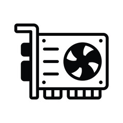 Wall Mural - a customizable glyph icon of graphic card interface