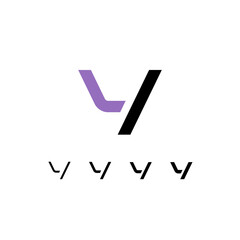 Wall Mural - technical logo letter y, digital cyber space alphabet font, set of four different thicknesses of the
