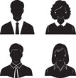 © Hkpixel - corporate business avatars in black silhouettes, male and female head icons
