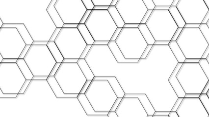 Wall Mural - abstract seamless geometric background with interconnected hexagons outlined in thin gray lines on a