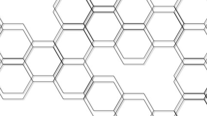 Wall Mural - abstract seamless geometric background with interconnected hexagons outlined in thin gray lines on a