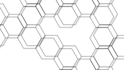 Wall Mural - abstract seamless geometric background with interconnected hexagons outlined in thin gray lines on a