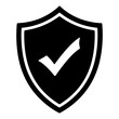 © Baskarastock - black shield check mark logo icon representing security and verification