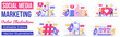 © Chinthaka Gunaratne - Set of social media marketing concepts flat vector illustration for landing page, web banner, mobile application, banner, business content strategy, web design, Digital marketing, online connection