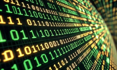 Wall Mural - abstract background with a digital circuit board and binary code. high-tech technology concept. digi