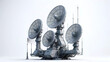 © Md - Ultra-High Definition Anti-Aircraft Missile Defense Radar Array with Rotating Dishes and Communication Antennas on White
