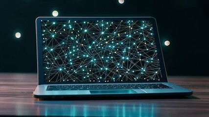 Digital Network Connections on Laptop Screen