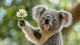 Cute koala holding flower (1)