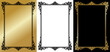 © Vera Kokorina - Decorative elegant frame for postcards and typography, isolated vector image, three design variants - on gold, transparent and black backgrounds, set of frames