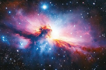 Wall Mural - beautiful cosmic nebula showcasing vibrant colors and star formations in deep space during a clear n