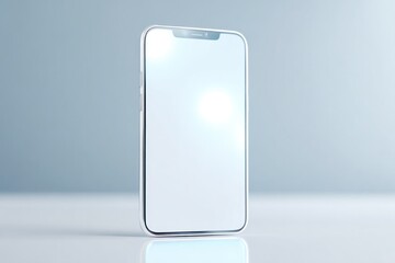 Wall Mural - single smartphone on sleek desk displaying facial recognition interface
