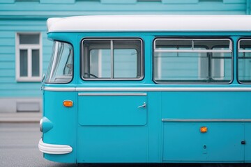 Wall Mural - close-up of vintage bus exterior showcasing weathered textures with ample copy space for text