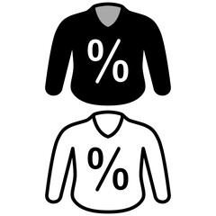 discount clothes icon, simple flat style, vector illustration, symbol, design logo template pictogram, for ui or ux isolated on white for mobile app, editable