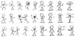 © Sadia - Collection of hand drawn stick figure characters expressing various emotions and actions in a silhouette style