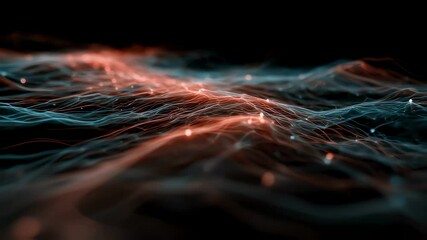 Wall Mural - complex network of interconnected glowing particles forming an intricate web, symbolizing data flow,