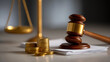 © DLC Studio - Banking law, Justice and Finance: Legal Scales with Gavel and Gold Coins