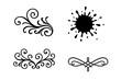 © Elisabeth - Elegant Swirl Ornaments, Ink Splatter, and Flourish Divider Vector Set – Decorative Outline Elements for Invitations, Frames, Borders, and Artistic Designs on Transparent Background