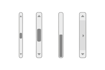 vertical scrollbar set vector. ui design elements. isolated scroll bars, sliders, up down arrows. in