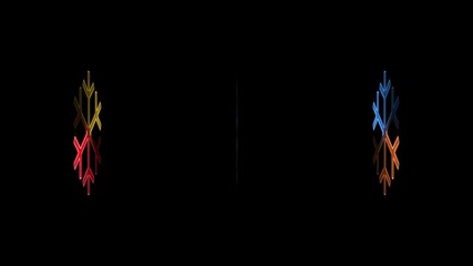 4k multi-color neon snowflake array animation